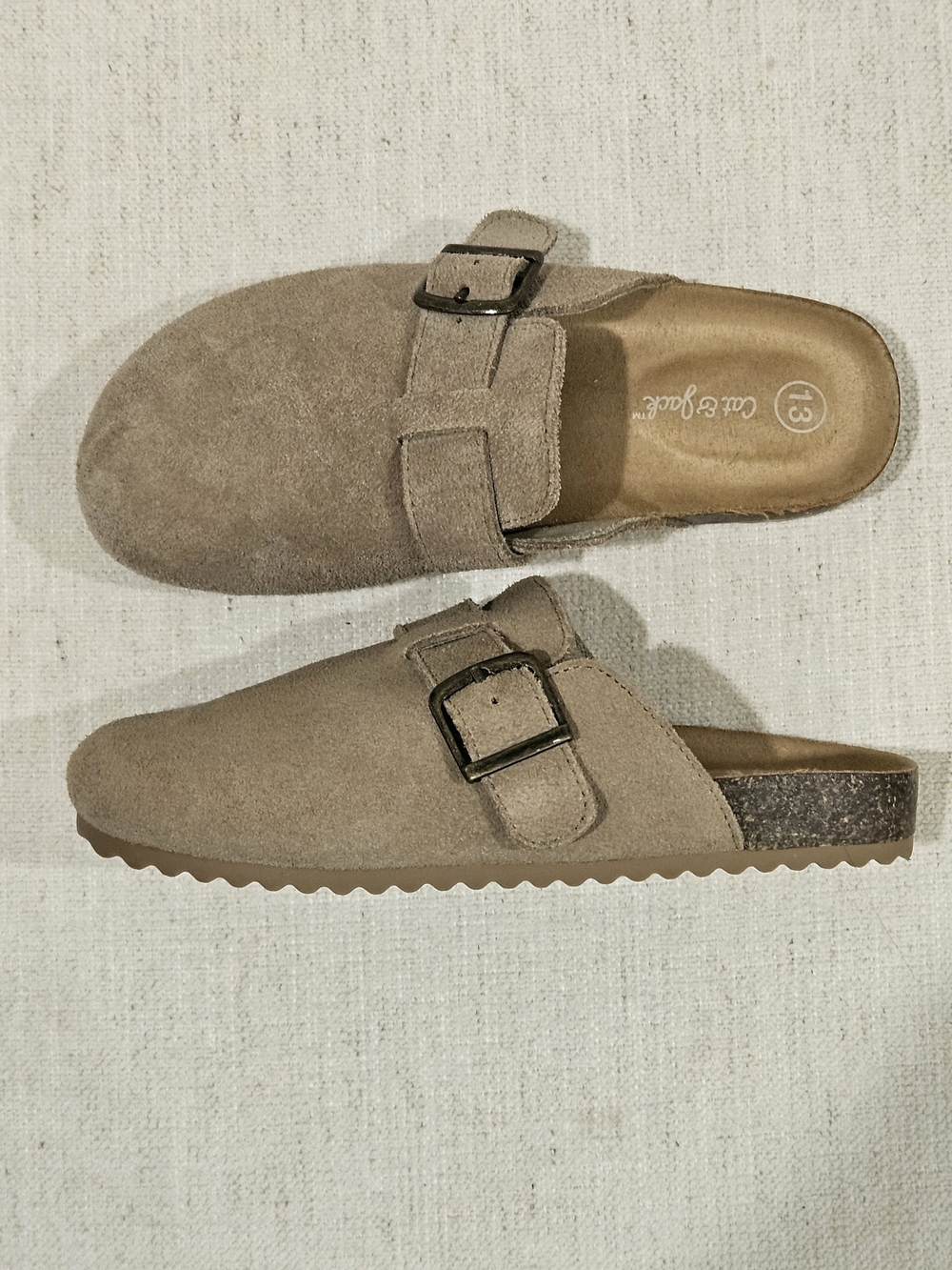 Cat & Jack Kids Tan Suede Slip-On Clogs with Buckle